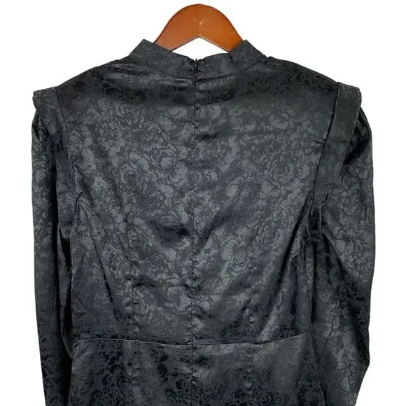 Nasty Gal Dress Grow The Extra Mile Black Satin Jacquard Mini Party Women's 6 - Picture 9 of 10